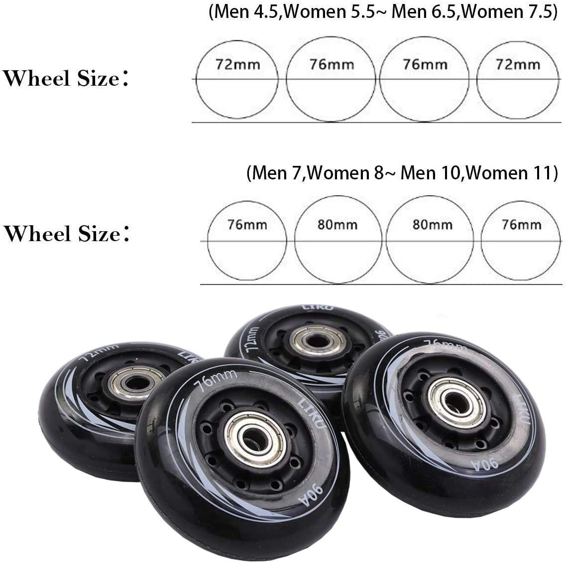 LIKU Unisex Professional Inline Skates for Women Men Adult Youth Black Rollerblade(Men 8,Women 9) - image 2 of 6
