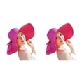 thumbnail image 3 of Qarigey Sombrero de paja Bowknot para mujer - Fácil de empacar Sombrero de paja ecológico para mujer Rosa roja 2Conjunto, 3 of 6
