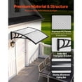 thumbnail image 4 of KFFKFF Door Awning, 38 x 40 in, Outdoor Window Canopy with Drainage & ABS Bracket, Weather Protection from Rain, Snow, and Sun, Polycarbonate Cover for Porch or Patio, Transparent, 4 of 9