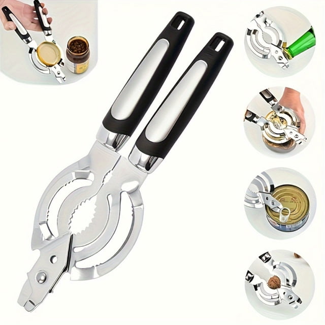 Djiypn Multifunctional Jar Opener for Seniors - Stainless Steel Can and Bottle Lid Grip Wrench with Leverage Handles for Easy Opening - Ideal for Arthritis Relief and Everyday Use