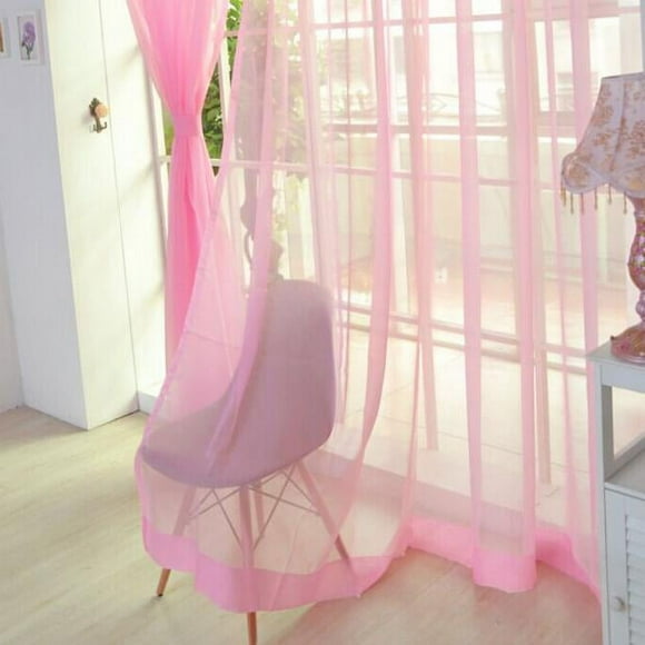 EGNMCR Room Decor Home Decor 2 PCS Pure Color Tulle Door Window Curtain Drape Panel Sheer Scarf Valances Curtain