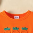 thumbnail image 4 of Girls' Lace Trimmed Long Sleeve Cute Carrot Skirt Set With Easter Striped Pants, Two Piece Set Orange 3Y-4Y, 4 of 7