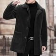 thumbnail image 4 of Men's Autumn/Winter Casual Lamb Wool Lapel Jacket In Solid Color Vintage Outdoor Coat With Fabric, 4 of 9