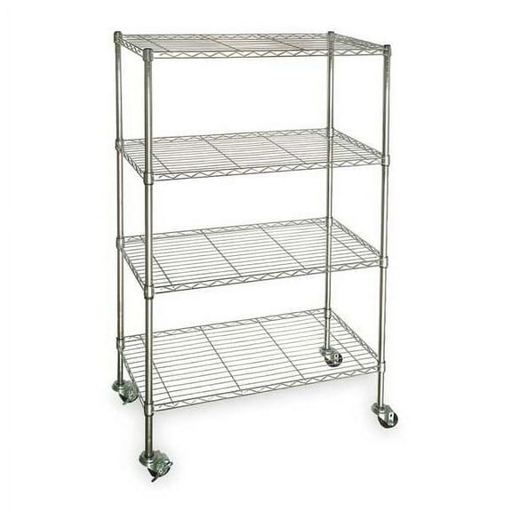 Manufacturer Varies Wire Cart, 4 Shelf,Chrome,36x18x67 In. 3TPA3
