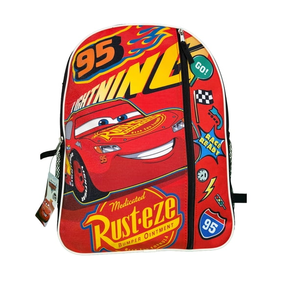 Disney Cars Lightning Mcqueen 16" Red Nylon School Backpack for Kids, with a front Pocket