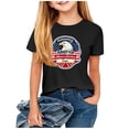 thumbnail image 4 of Girls 4th of July Patriotic T-Shirt American Flag Short Sleeve Tee Black,Size 5-6 T, 4 of 5