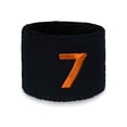 thumbnail image 2 of COUVER Embroidered Orange Number 7 Black Terry Cotton Athletic Wristbands 1 Pair (Mens), 2 of 11