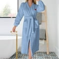 thumbnail image 2 of ZHENHONG Robes for Women, Ladies' Flannel Plush Heart Shaped Bathrobe With Pockets And Belted Bathrobe, Women's Sleepwear Blue, 2 of 4