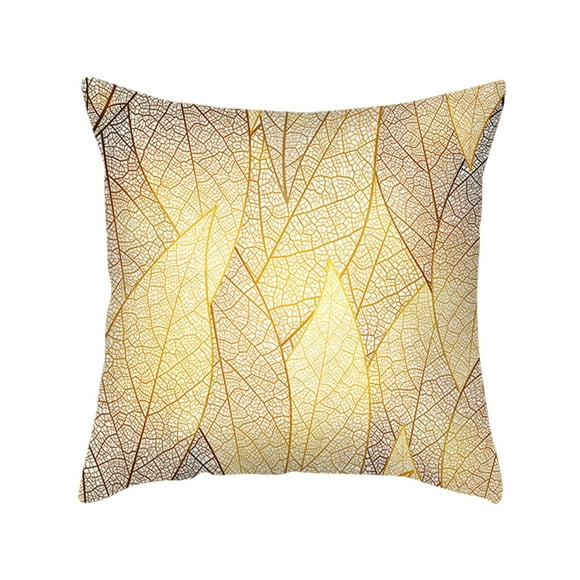 Jusqu'à 65 % de Rabais SMihono Housses de Coussin Décoratives à Feuilles Dorées en Velours Flanelle Coussin Carré pour Sofa