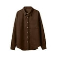 thumbnail image 4 of qucoqpe Womens Corduroy Shirts Jacket Long Sleeve Lapel Button Shirts Fashion Loose Cardigan Tops Fall Shackets Dressy Casual Blouses, 4 of 10