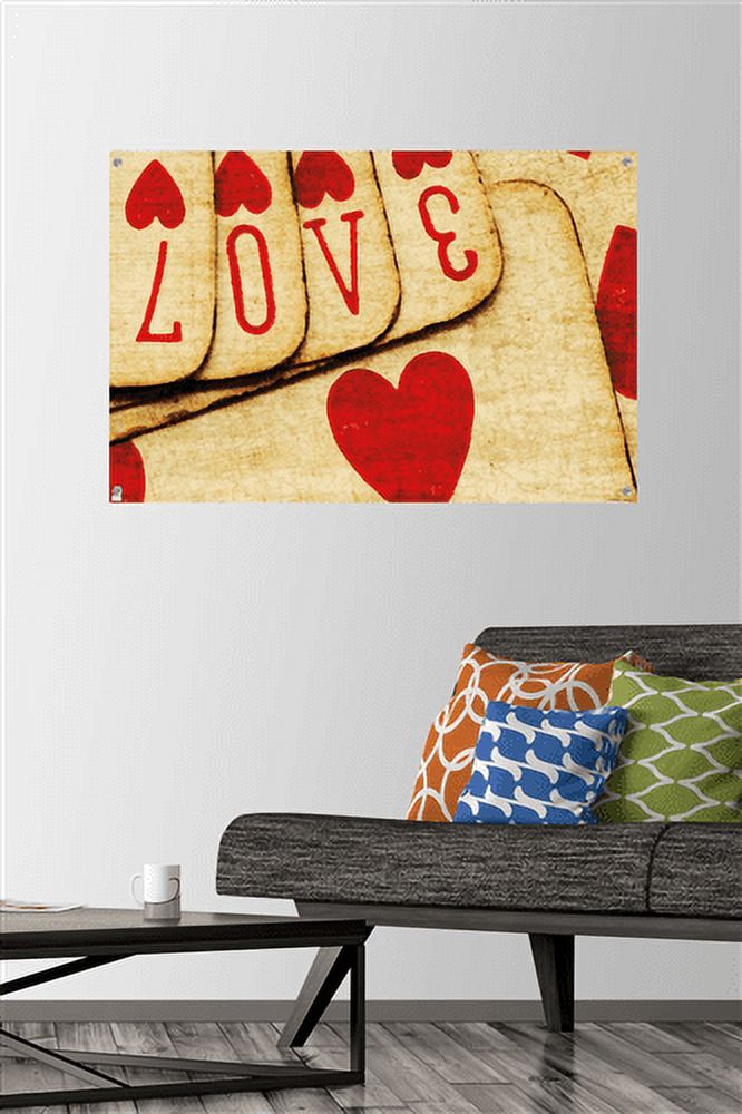 Tom Quartermaine - Playing Cards with Love Wall Poster with Pushpins, 22.375" x 34"