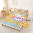 thumbnail image 2 of Erosebridal Light Blue Dripping Waffle Blue Baseball & Bat Sketch Graphic Queen Sheet Sets 4 Pieces, Sport Graphic Bed Set for Boys And Girls Kids,Ultra Soft Home Decor, 2 of 5