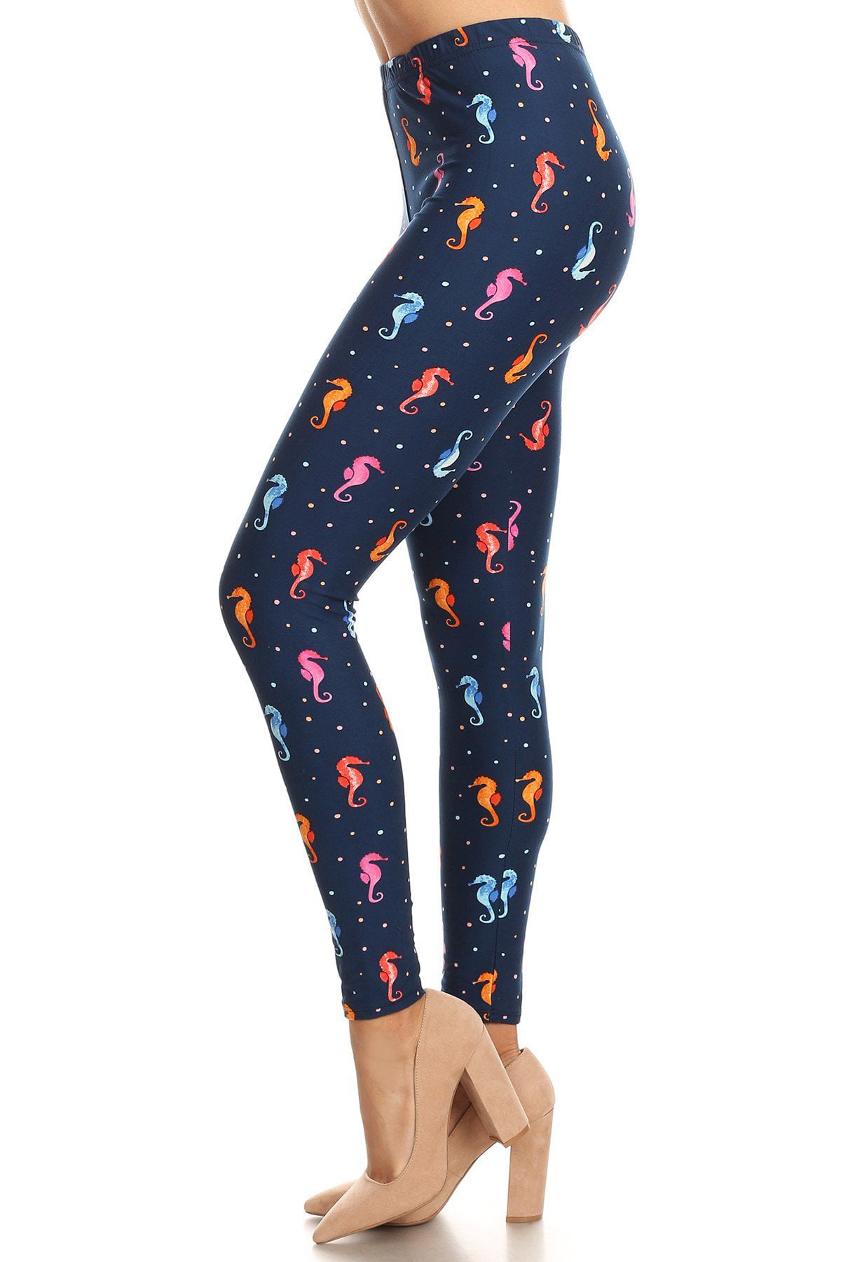 Women's Plus Unicorn Crown Starfish Pattern Printed Leggings 