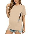 thumbnail image 3 of Frostluinai Women's Nursing Shirts for Breastfeeding with Hidden Zippers Loose Fit Short Sleeve Maternity Tops Crewneck Slit Pregnancy Clothes, 3 of 10