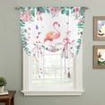 thumbnail image 2 of Pink Flamingo Balloon Curtains for Living Room/French Door, Tropical Botanical Summer Butterfly Flower Tie Up Curtains 63 Inch Length Energy Saving Kitchen Curtains Shades for Windows 42"x63", 2 of 8