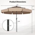thumbnail image 3 of Gymax 10 FT Solar Patio Umbrella w/ 32 LED Lights 3-Tier Vented Top & Tilt Adjustment Taupe, 3 of 7