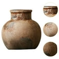 thumbnail image 6 of deevoka Rustic Ceramic Vase Wabi Bud Vase Desktop Display Farmhouse Flower Vase Rust 15x15x14cm, 6 of 9