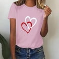 thumbnail image 4 of miqiqism Valentines Womens Outfits Short Sleeve Heart Grapghic Tshirts Top Loose Round Neck Pullover Shirts Lightweight Blouses Clothing 2025 Tees Blouses,#01_Pink,XXL, 4 of 6