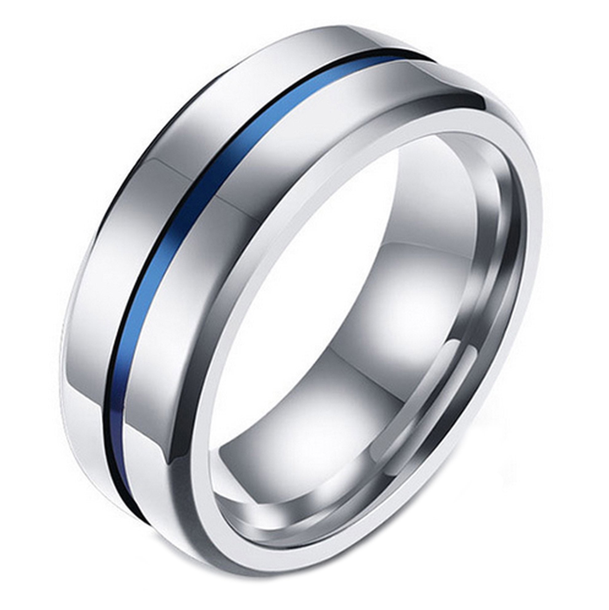 Comfort Fit Stainless Steel and Color Stripe 8mm Wedding Band Men's Ring 