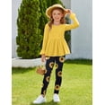 thumbnail image 4 of Arshiner Girls 2 Piece Clothing Set Floral Ruffle Hem Bell Sleeve Top and Leggings Fall Winter Outfits, 4 of 5
