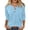 Z21Light Blue, variant on Women's Casual Henley T Shirt 3/4 Sleeve Button V Neck Solid Color Loose Fit Top Light Brown 3XL