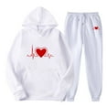 thumbnail image 2 of Itsame Sweatsuits 2pcs Sets for Womens Long Sleeved Sweatshirt and Pants Printed Casual Set White Size M, 2 of 5