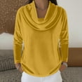 thumbnail image 5 of Velvet Shirts for Women Long Sleeve Draped Cowl Neck Blouses Dressy Casual Drop Shoulder Retro Velour Tops for Ladies Gold XL, 5 of 6