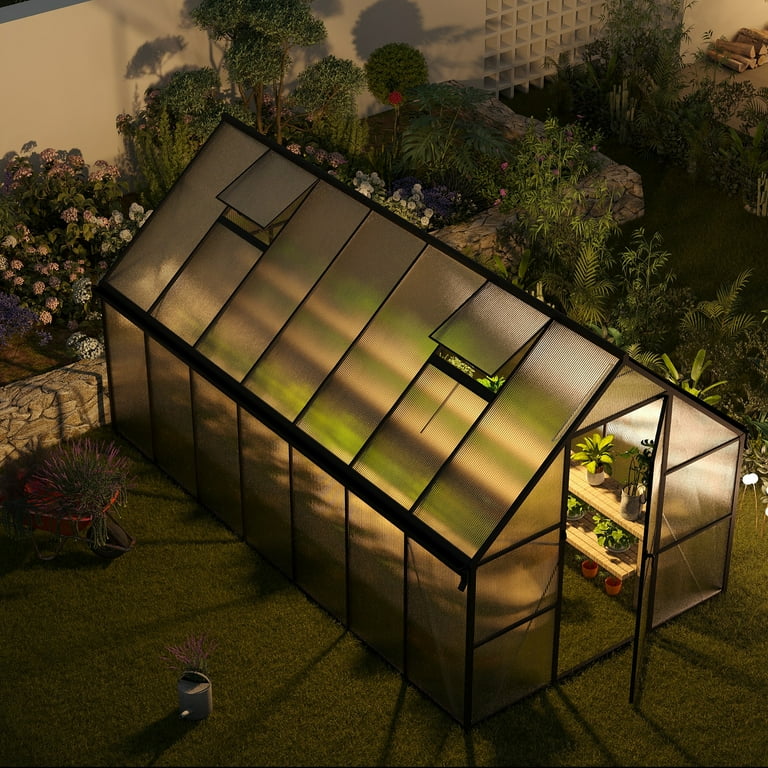 8x14ft Greenhouse for Outdoors, Enhanced Aluminum Frame Greenhouse