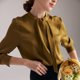 thumbnail image 2 of Blusa elegante de oficina para mujer de primavera 2024, camisas de manga larga de color puro 90 % de seda auténtica, 2 of 5
