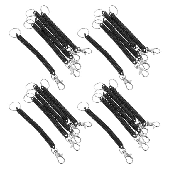 MOKKHNB Elastic Coil Spring Keychain, Stylish Black, Keeps Essentials Organized and Accessible
