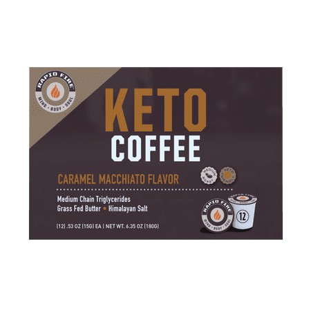 Rapid Fire Keto Coffee Pods, Carmel Macchiato, 12 Count
