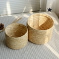 thumbnail image 3 of Wheat Grass Basket with Lid, Small Round Wicker Woven Baskets, Little Handmade Rattan Storage Basket Box for Shelf, Home, Bathroom Decor, 3 of 8