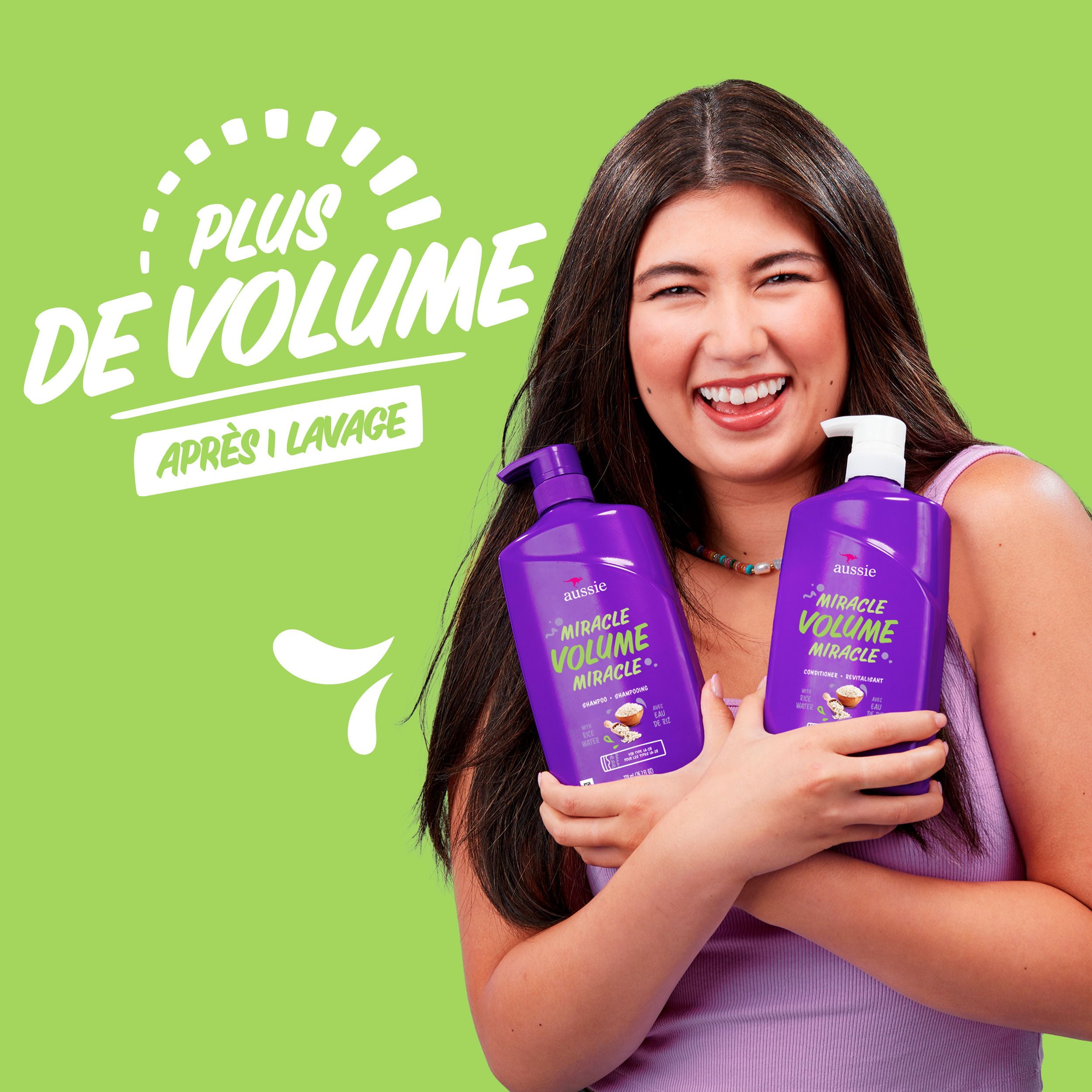 Shampooing pour cheveux fins Aussie Miracle Volume avec prune et bambou, sans parabènes 778 ml