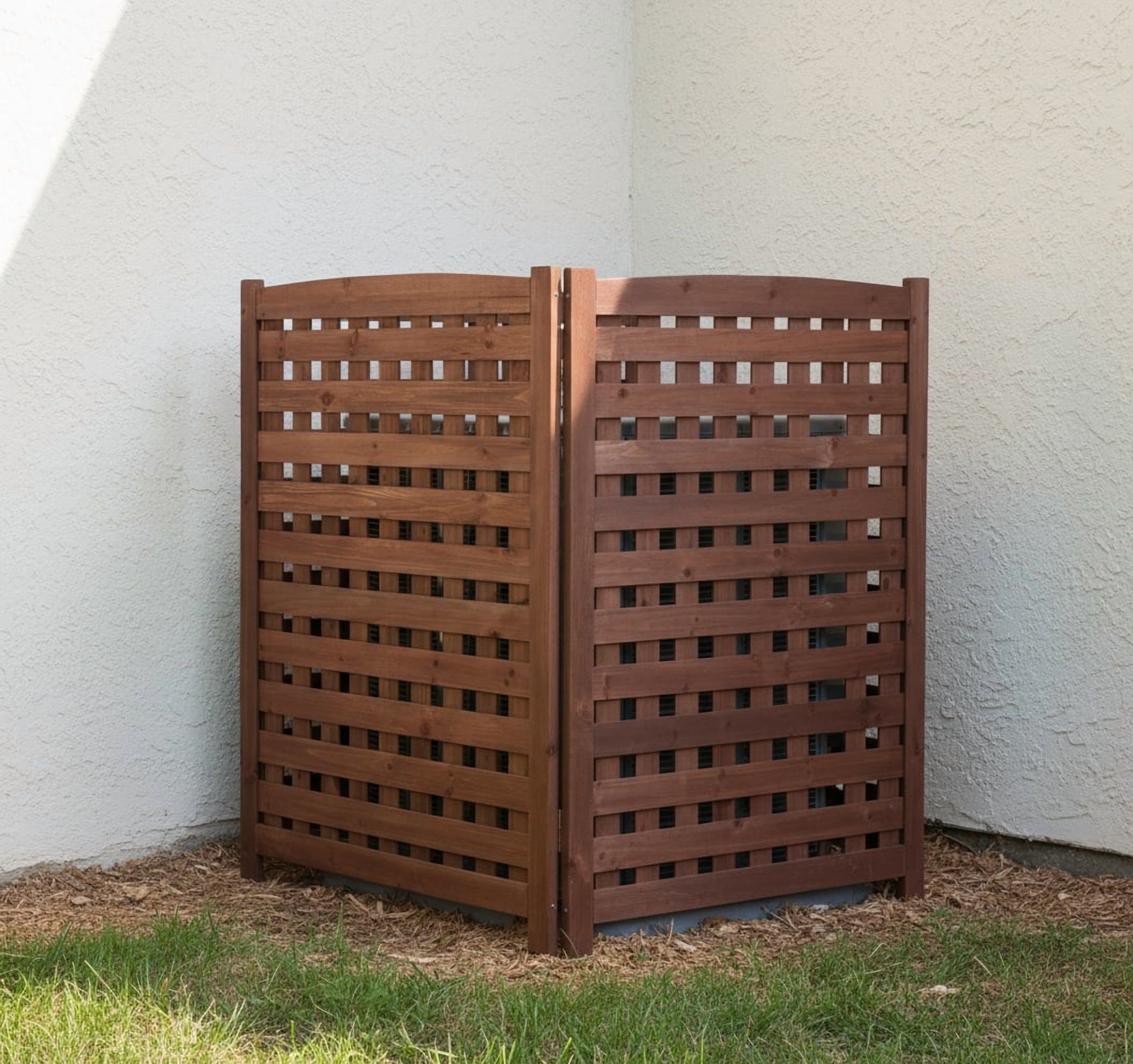 MAYEERTY 3-Panel Outdoor Wood Privacy Fence Screen, 32"Wx38"H Air Conditioner Trash Can Enclosure for Backyard Patio