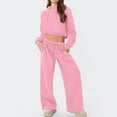 thumbnail image 2 of sususu Women'S Athletic Clothing Sets,Fall Clothes Hooded Tracksuit Set Winter Warm Short Sleeve Top with Long Pants Two Piece Loungewear Outfit Comfortable Jogger Suit for Wear - Pink, 2 of 8