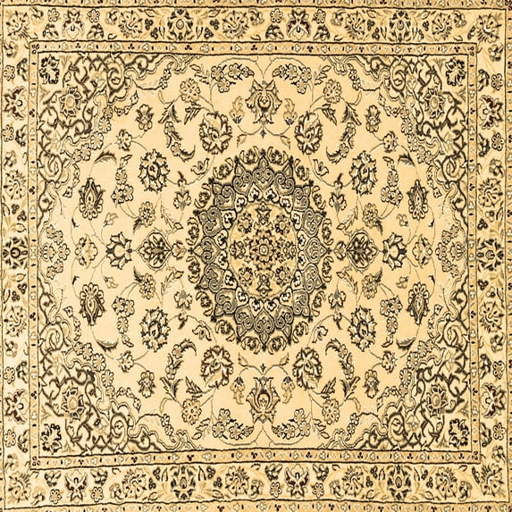 Ahgly Company Indoor Square Medallion Brown Traditional Area Rugs, 7' Square