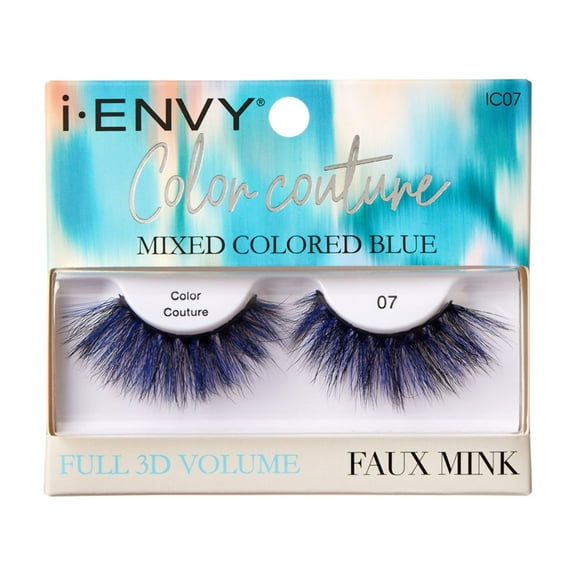 iENVY False Eyelashes Faux Mink Color Couture Mixed Colored Lashes Maximum Fluffiness and Volume Fake Eyelashes (Mixed Blue)