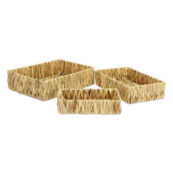 Cheungs 5829-3 Laelia Water Hyacinth Woven Rectangular Basket Tray Set