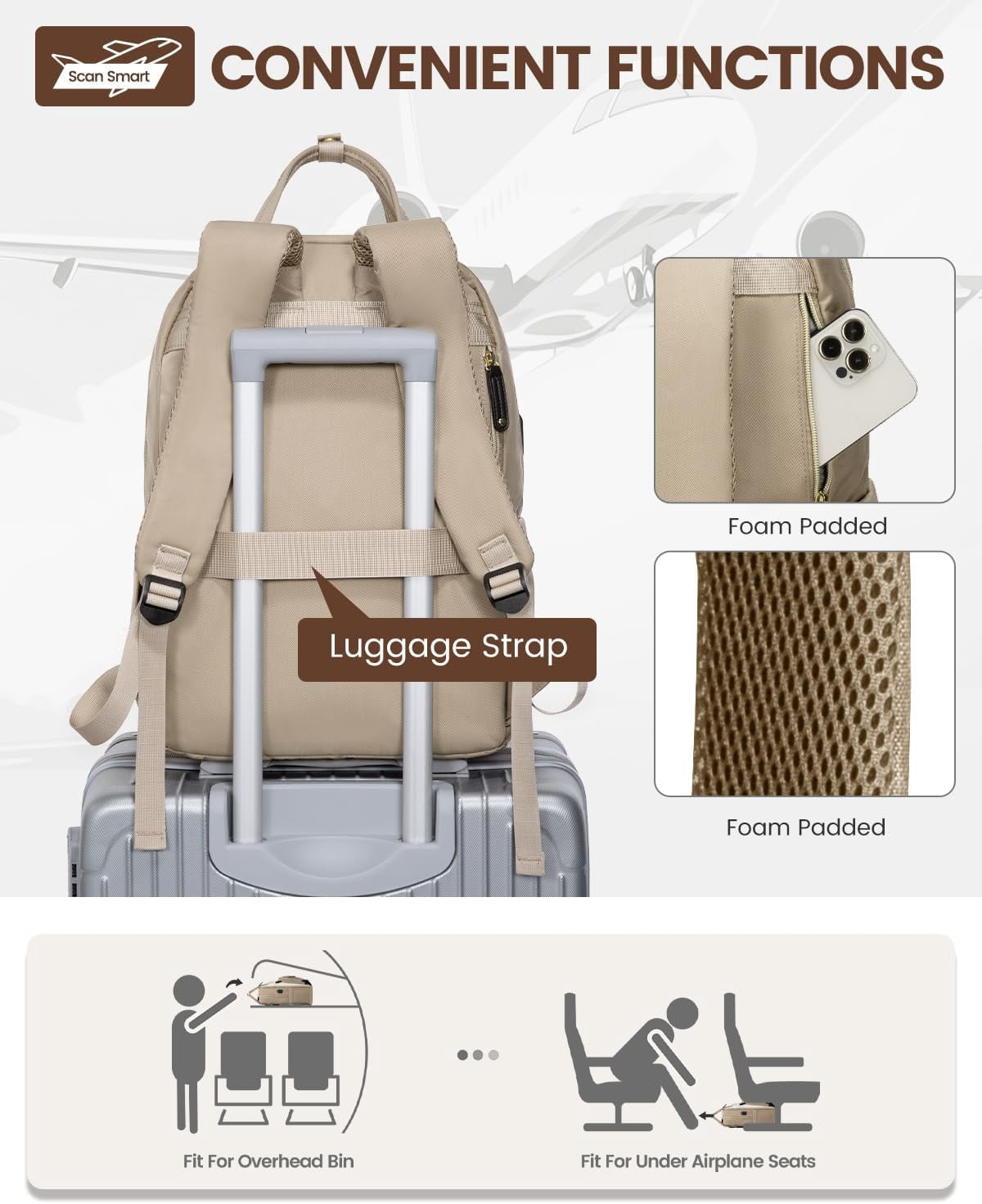 Lovevook Backpack Purses for Women, 15.6 Inch Laptop Backpack College Computer Bag, Multi-Functional Travel Work Bag Teacher Nurse Bag with USB Charging Port
