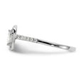 thumbnail image 3 of Solid 14K White Gold Diamond Trillion Diamond Side-Stones with CZ Cubic Zirconia Center Stone Halo Engagement Ring Size 5, 3 of 8