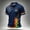 Navy, variant on Men's Rainbow Peace Sign Polo Shirt with Colorful Star Splatter Graphic and Striped Cuffs Featuring Classic Collar Short Sleeves Black L