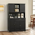 thumbnail image 5 of Aiho 67.7" Farmhouse Kitchen Pantry Storage Cabinet, Tall Kitchen Pantry, Freestanding Hutch with Doors & Shelves, Buffet Sideboard, with Doors and Shelves - Black, 5 of 7