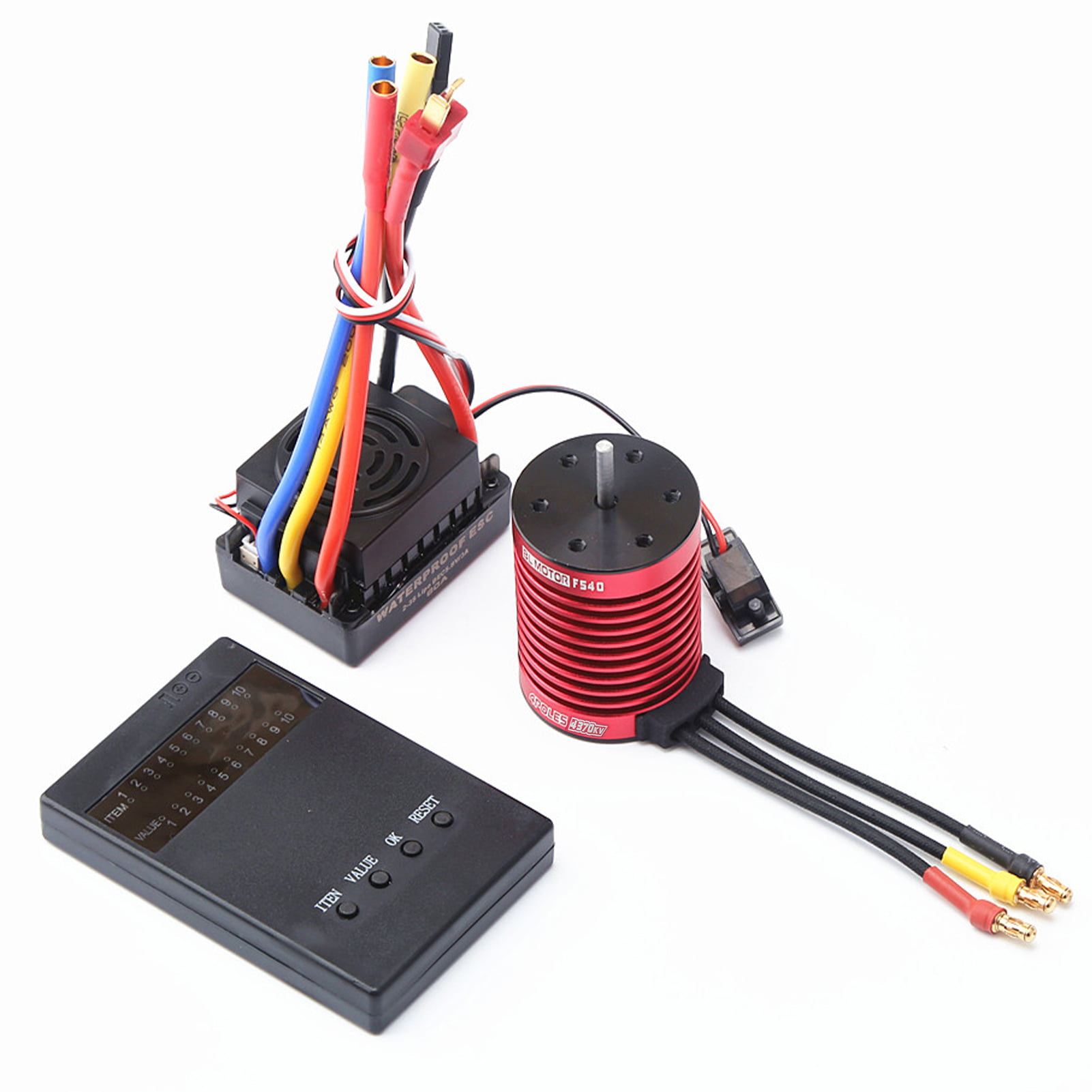Waterproof 9T 4370KV Brushless Motor with 60A ESC ESC Electronic Speed Controller and Digital LED Program Card Combo for 1/10 RC Car Truck