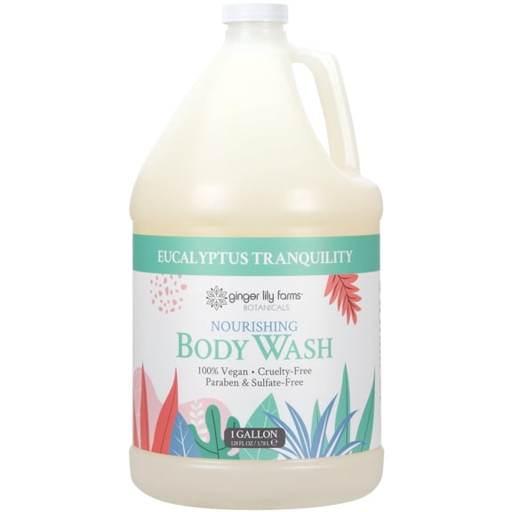 Ginger Lily Farms Botanicals Nourishing Body Wash, Eucalyptus Tranquility, 100% Vegan & Cruelty-Free, 1 Gallon (128 fl oz) Refill