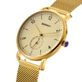 thumbnail image 3 of BERNY Men's Quartz Watch, Classic Casual Wrist Watch with Stainless Steel Mesh Band, Small Second Sub-Dial, 5ATM Waterproof, Fashion Minimalist Dress Wristwatch for Men,Gold, 3 of 10