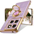 thumbnail image 1 of wonima11 Dretal for Motorola Moto Edge 5G 2025 Case, 360° Rotatable Ring Holder Magnetic Kickstand,Plated Gold Edge Slim Soft TPU Protective Cover for Moto Edge 2025 (Purple), 1 of 1