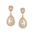 thumbnail image 2 of Bling Jewelry Womens Bridal Vintage Filigree Pearl Teardrop Dangle Chandelier Earrings Rose Gold, 2 of 5