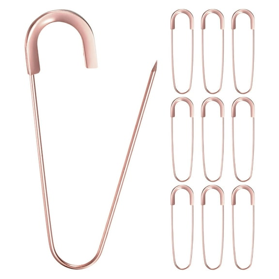 Uxcell 10-Pack Large Safety Pin, 3.15 In(80mm) Zinc Alloy Heavy Brooch Pin for Sewing ClothesDecorative Safety Pins [Rose Gold]