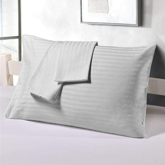 Pillow Cases Pack of 4 100% Egyptian Cotton , Soft and Luxury, Envelope Closure Bed Pillow Covers, Super Soft and Comfy 32" x 32" Inch - Light Grey Stripe
