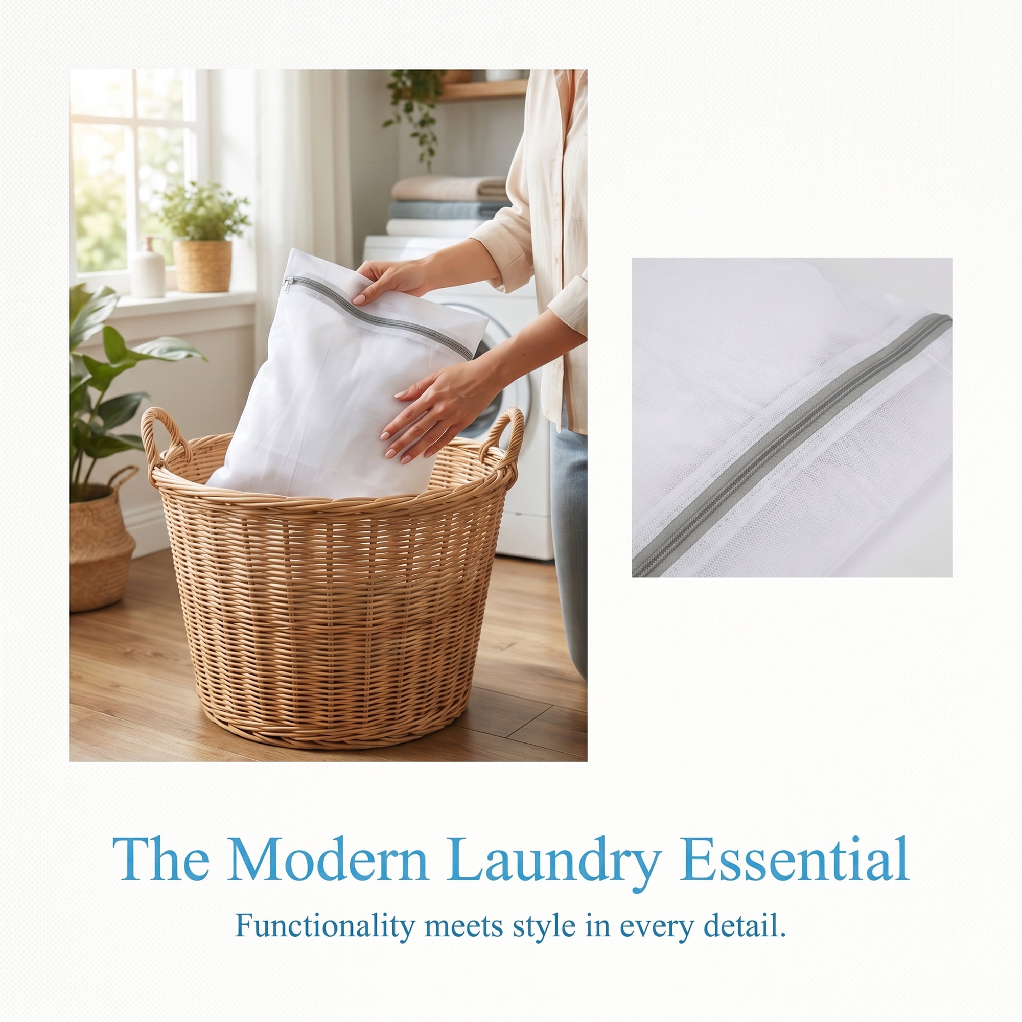 Unique Bargains 3Pcs Polyester Mesh Laundry Bags with Zipper White-Gray 11.8" x 15.7"